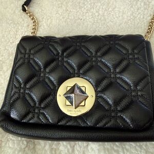 kate spade Black Quilted Leather Crossbody with Gold Medallion